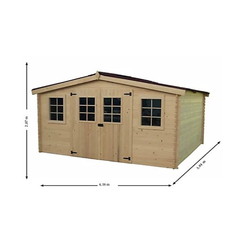 Abri de jardin en bois massif 28 mm – 12,65 m² – Image 2