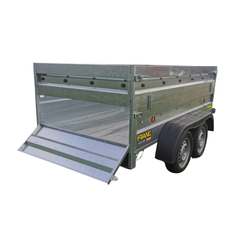 Remorque utilitaire double essieu bagagère PTAC 750 kg – avec réhausses pleines, bâche plate et roue jockey (Sans permis E) – Image 3