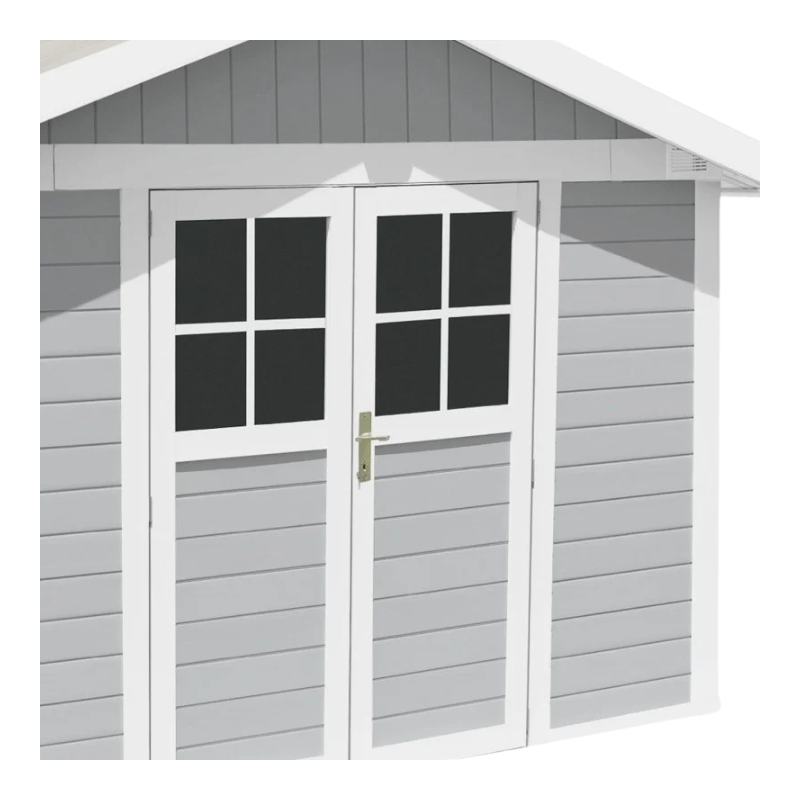 Abri de jardin en PVC Grosfillex DECO – 7,5 m² (Gris clair/Blanc) – Image 5