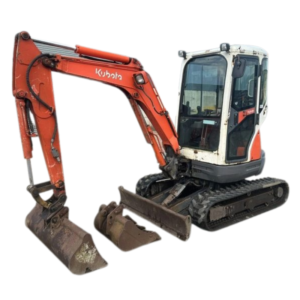 Mini Pelle KUBOTA U25-3 – 2,6T – Occasion 2008 – 3600h + BRH + 2 Godets